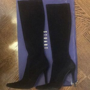 Stuart Weitzman Black Suede Stiletto Boots 7.5
